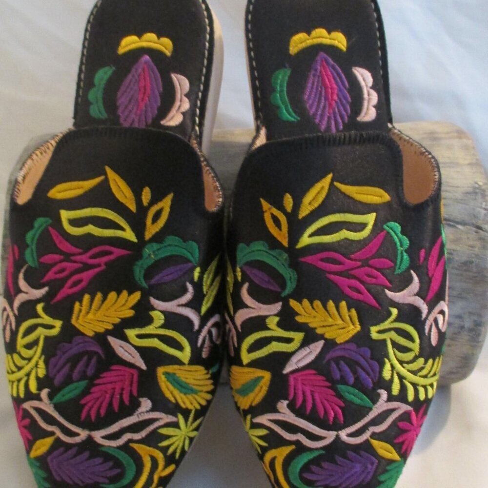 Moroccan babouche Moroccan slippers emboidered mule women slip ons backless shoe